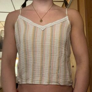 Striped Lace-Trimmed Women's Top